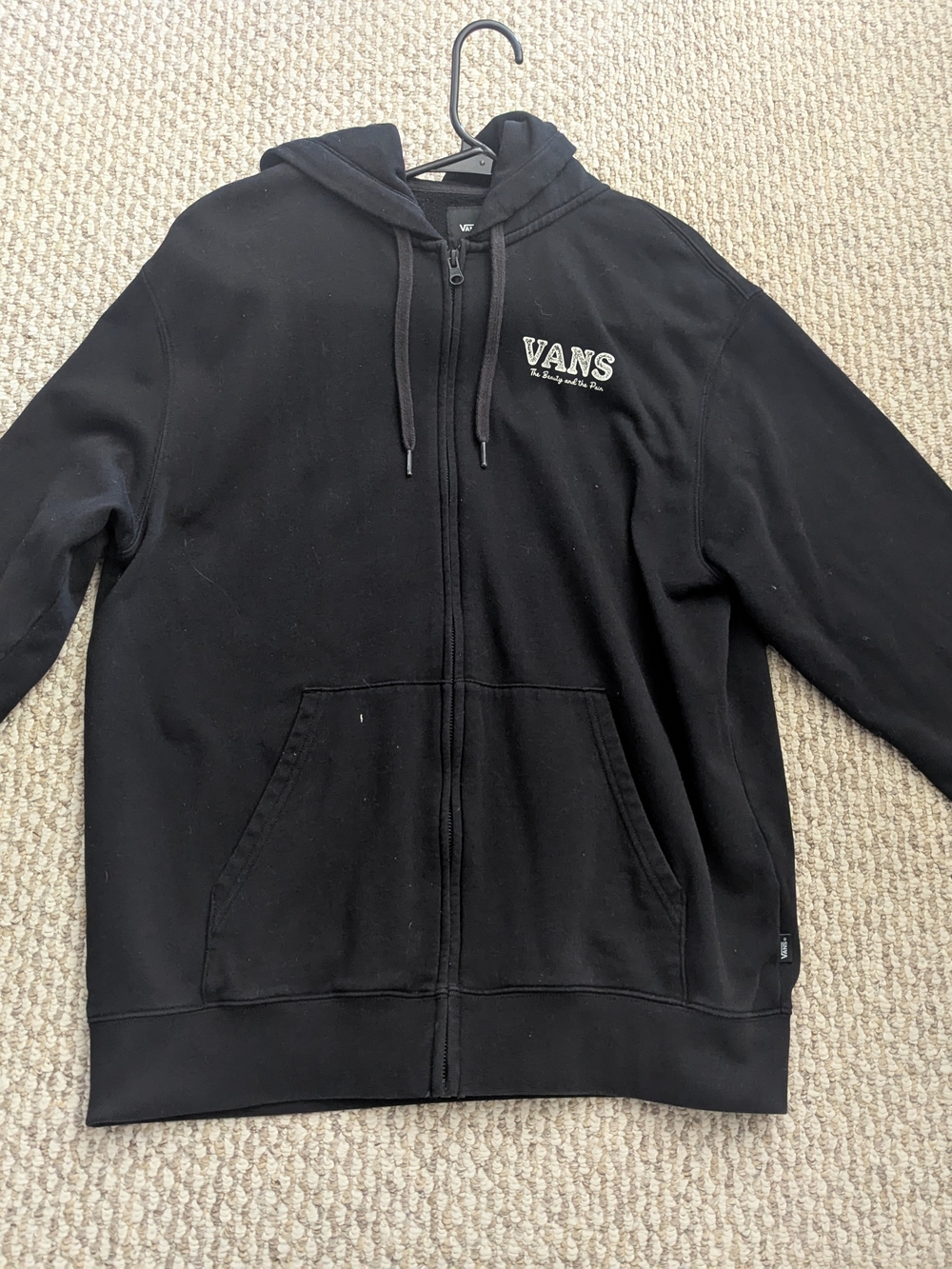 Vans Black Zip-Up Hoodie with Rose Graphic Back Men